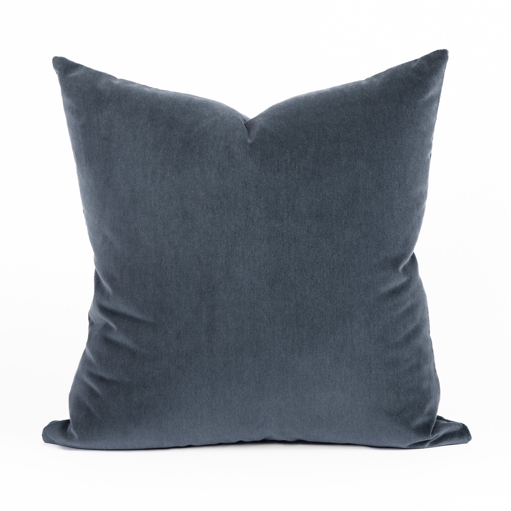 Tonic Living Florence Velvet 20x20 Pillow in Mineral Blue with a soft plush velvet texture and deep smoky blue-grey colour.