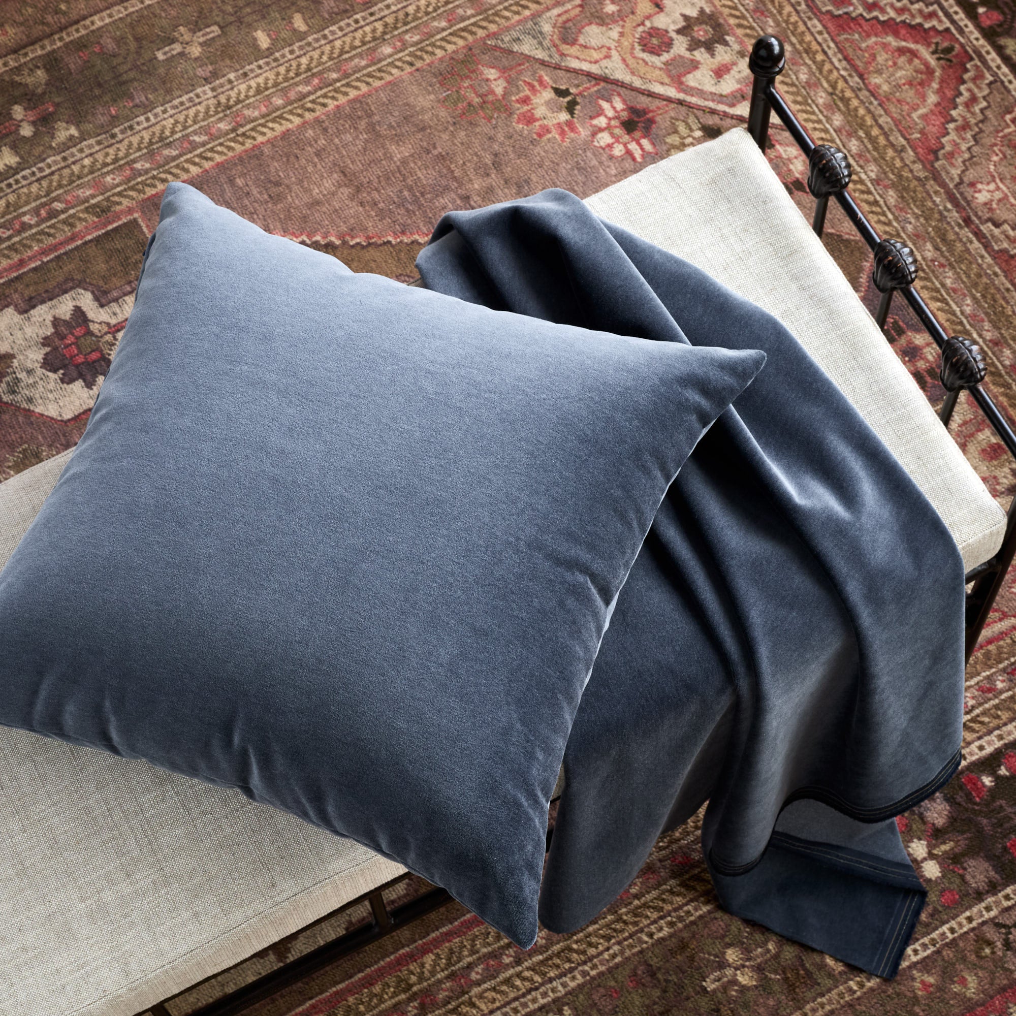 Florence Velvet 22x22 Pillow, Mineral Blue – Tonic Living