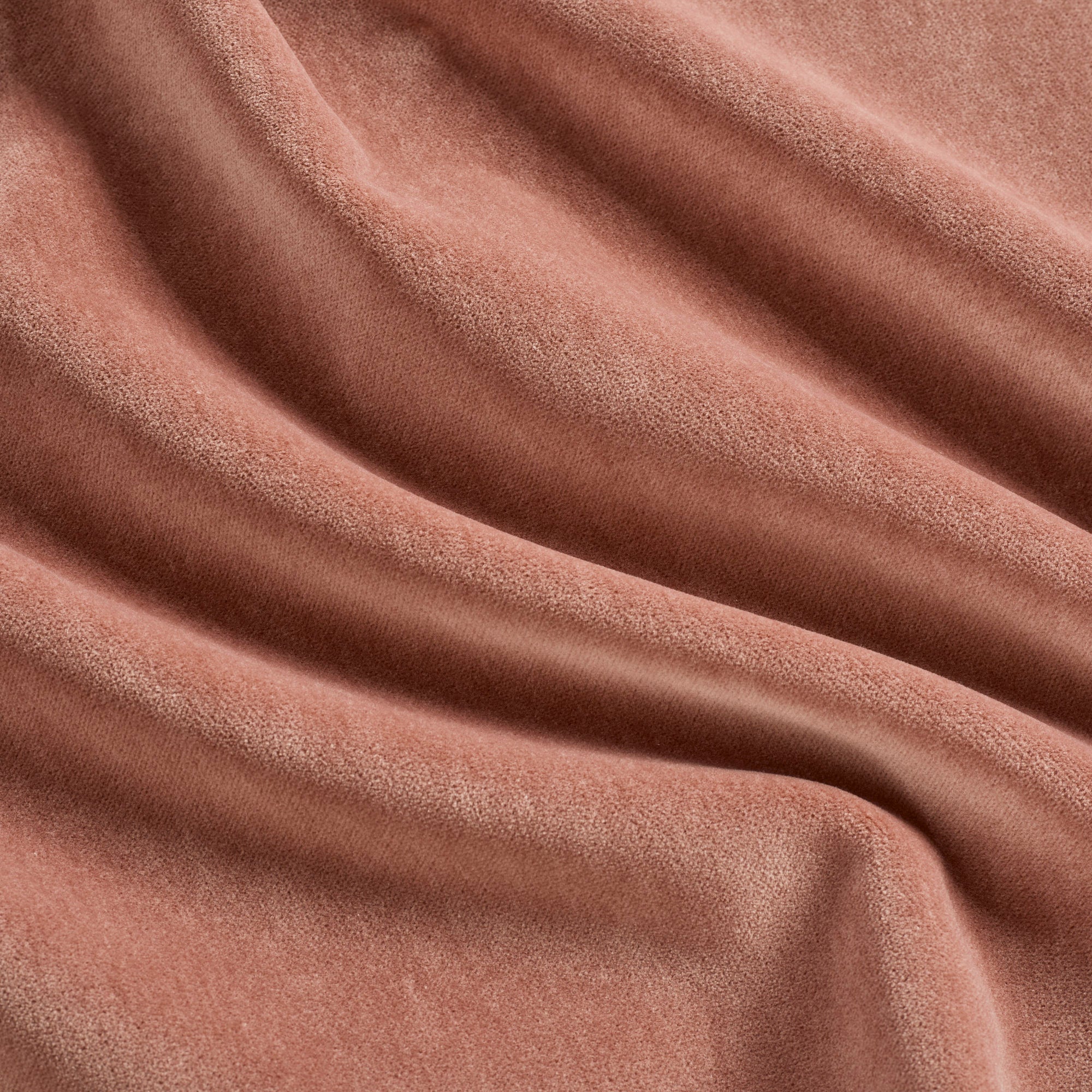 Tonic Living Florence Velvet fabric in Rosewood featuring a rich, solid antique pink tone.