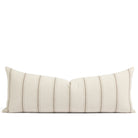 Tonic Living Gibson Stripe 16x42 Bolster Pillow in Birch, a beige and brown striped bed bolster pillow.