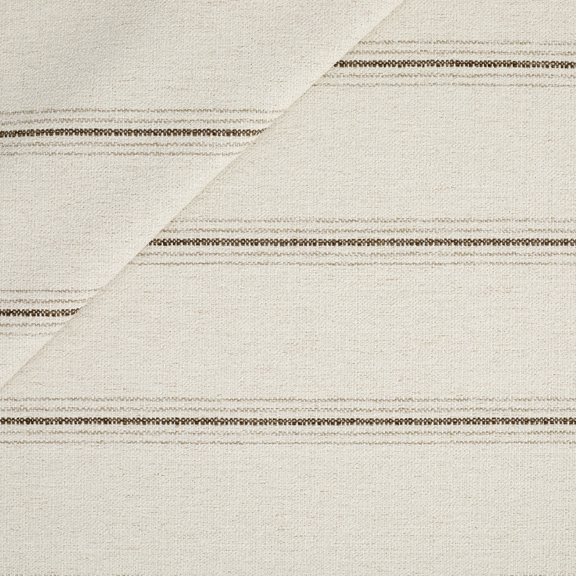 Tonic Living Gibson Stripe Fabric in Birch, a beige and brown striped high-performance upholstery fabric.