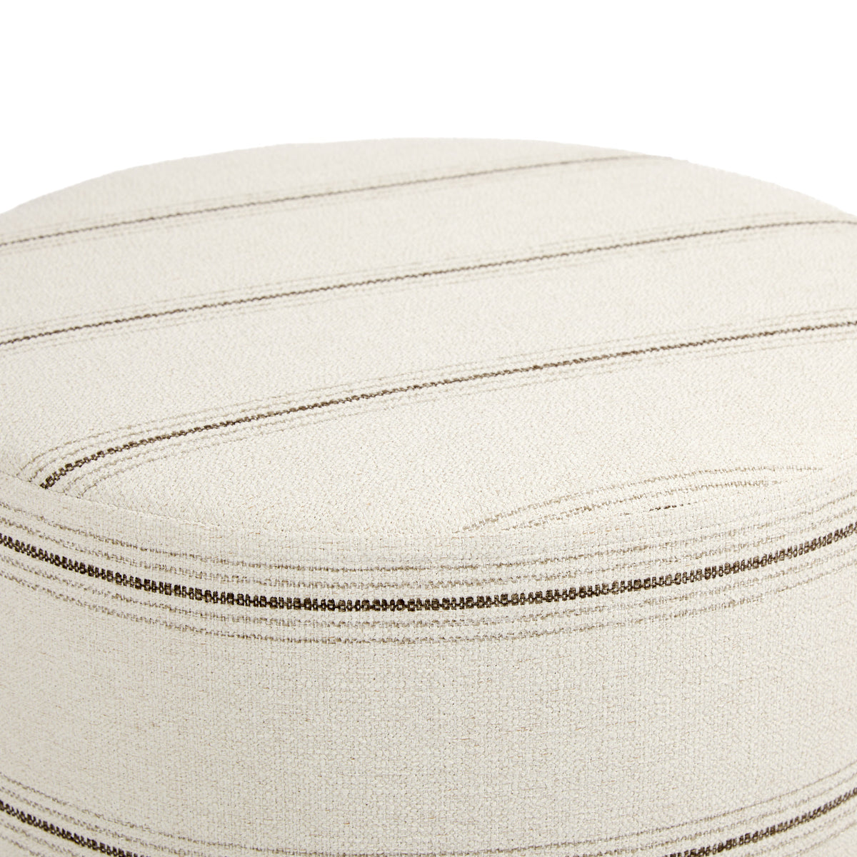 Tonic Living Gibson Stripe 18x16 upholstered footstool in Birch featuring a neutral beige and brown wide-set stripe.