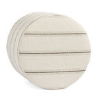 Top view of Tonic Living Gibson Stripe Birch accent ottoman highlighting its classic beige and brown stripe pattern.