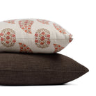 Stacked Tonic Living pillows: Grace 20x20 Pillow, Rosewood with Bedford 22x22 Pillow, Coffee Brown.
