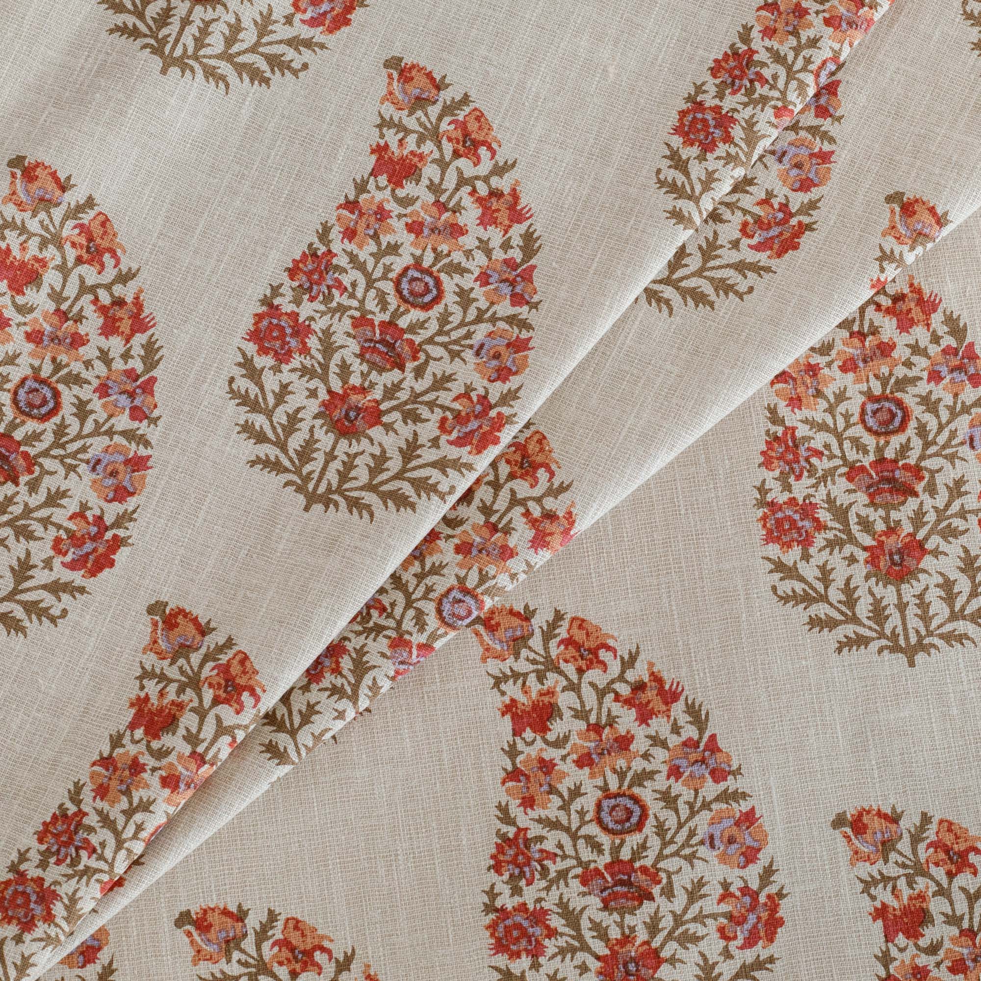 Tonic Living Grace Rosewood floral paisley curtain fabric with romantic vintage style.