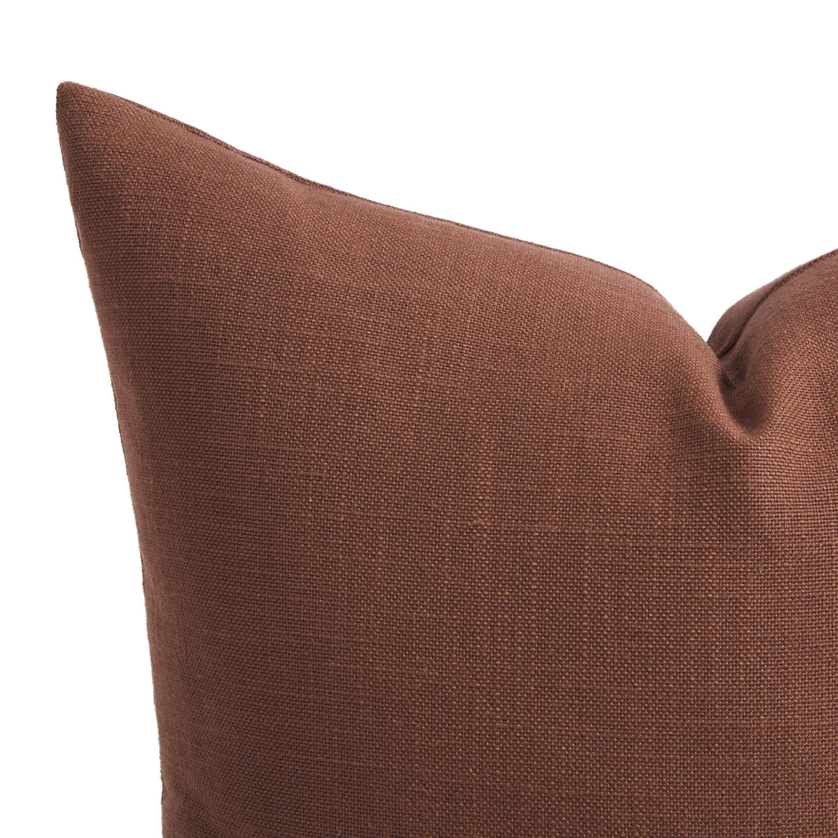 Close up of Tonic Living Hampton Burgundy pillow showing its rich earthy burgundy colour and linen-inspired woven texture.