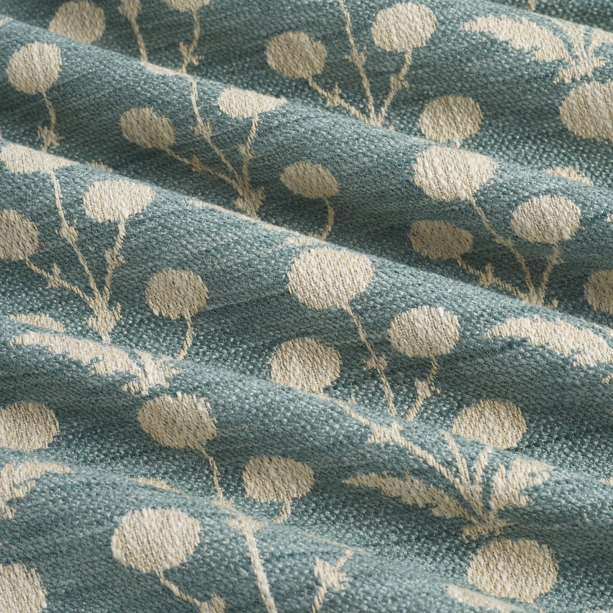 Tonic Living Hazel Fabric in Pool, a muted turquoise and beige multi-use upholstery fabric with a small-scale botanical pattern.