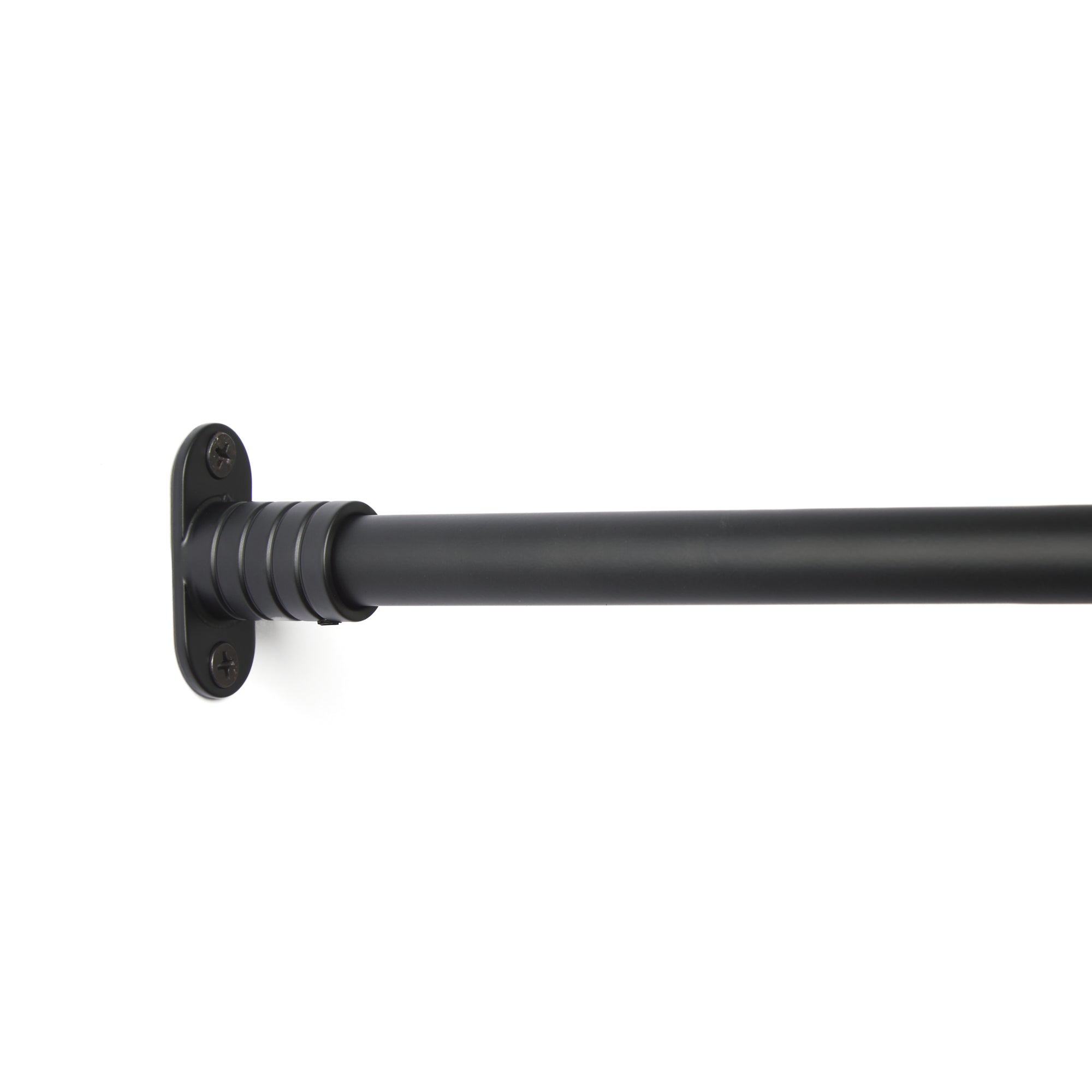 Tonic Living Black inside mount bracket installed with café curtain rod.