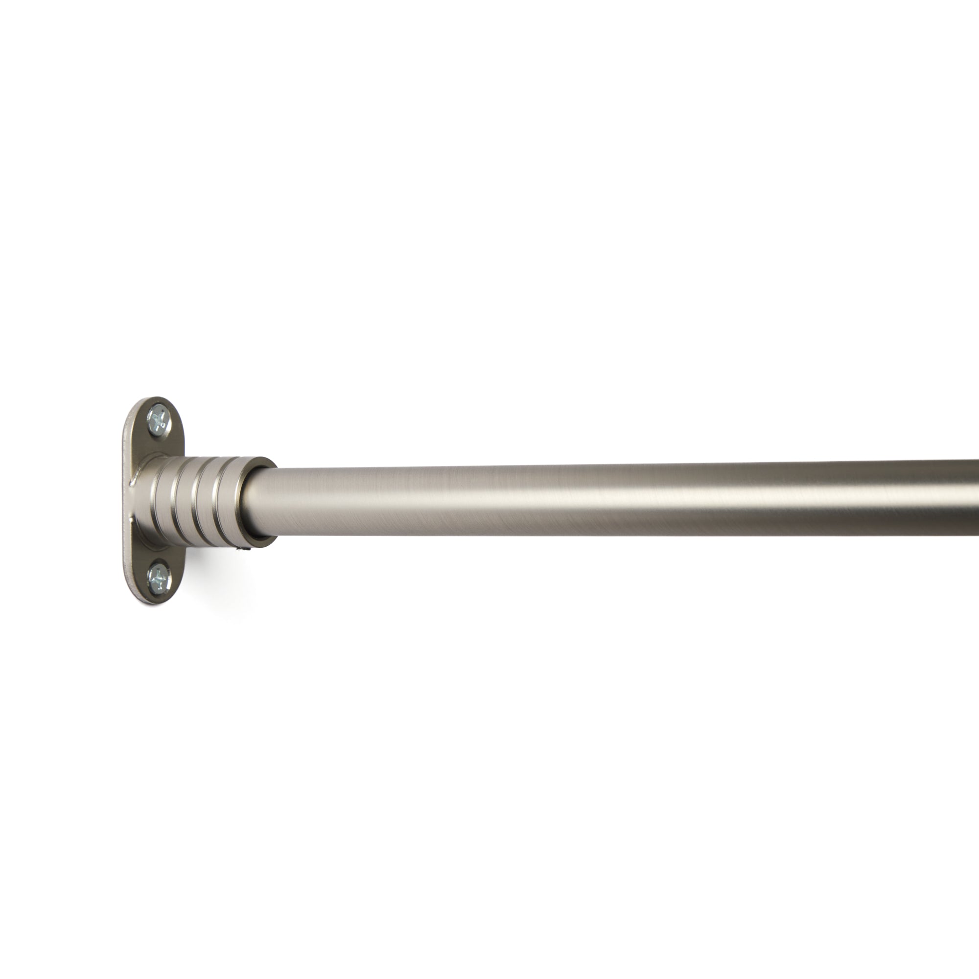 Tonic Living Pewter inside mount bracket installed with café curtain rod.