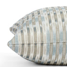 a watery blue, sand and white ikat print throw pillow : side detail