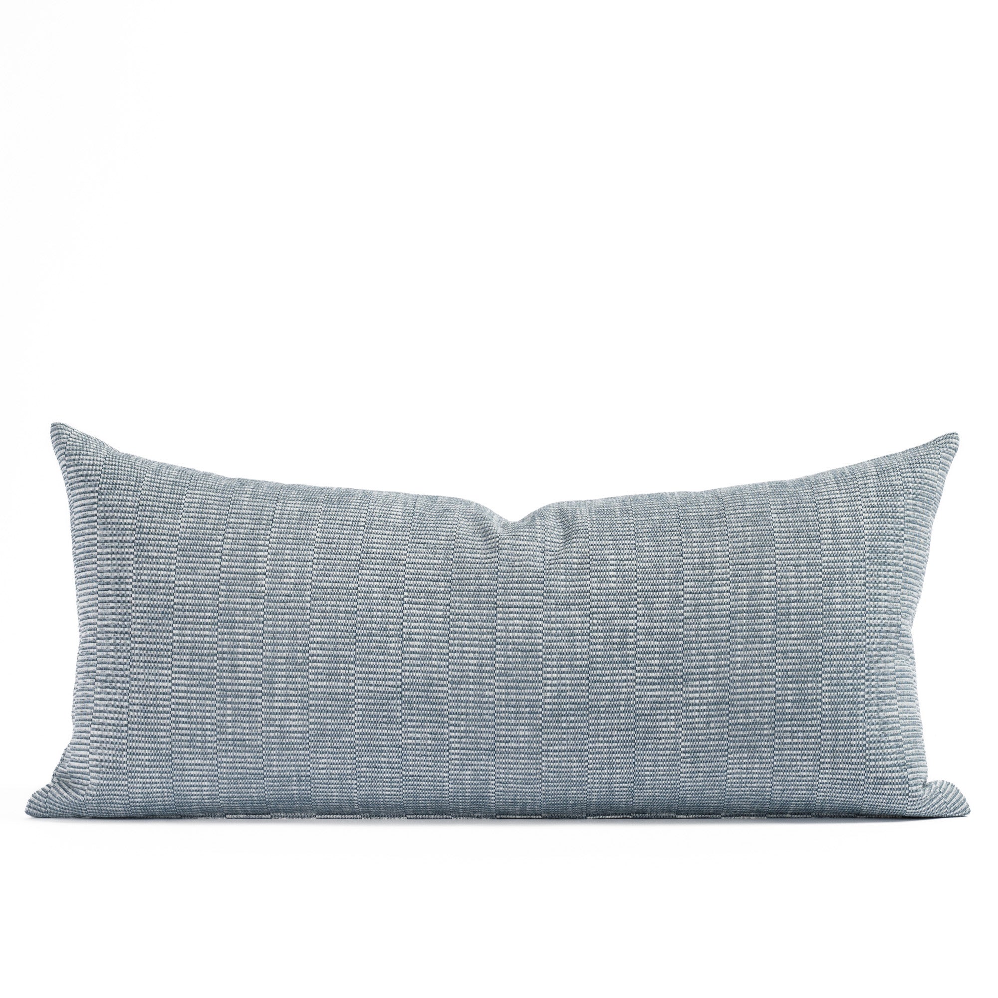 Lane 15x32 XL lumbar pillow Chambray, a blue and white textured stripe extra long lumbar throw pillow from Tonic Living