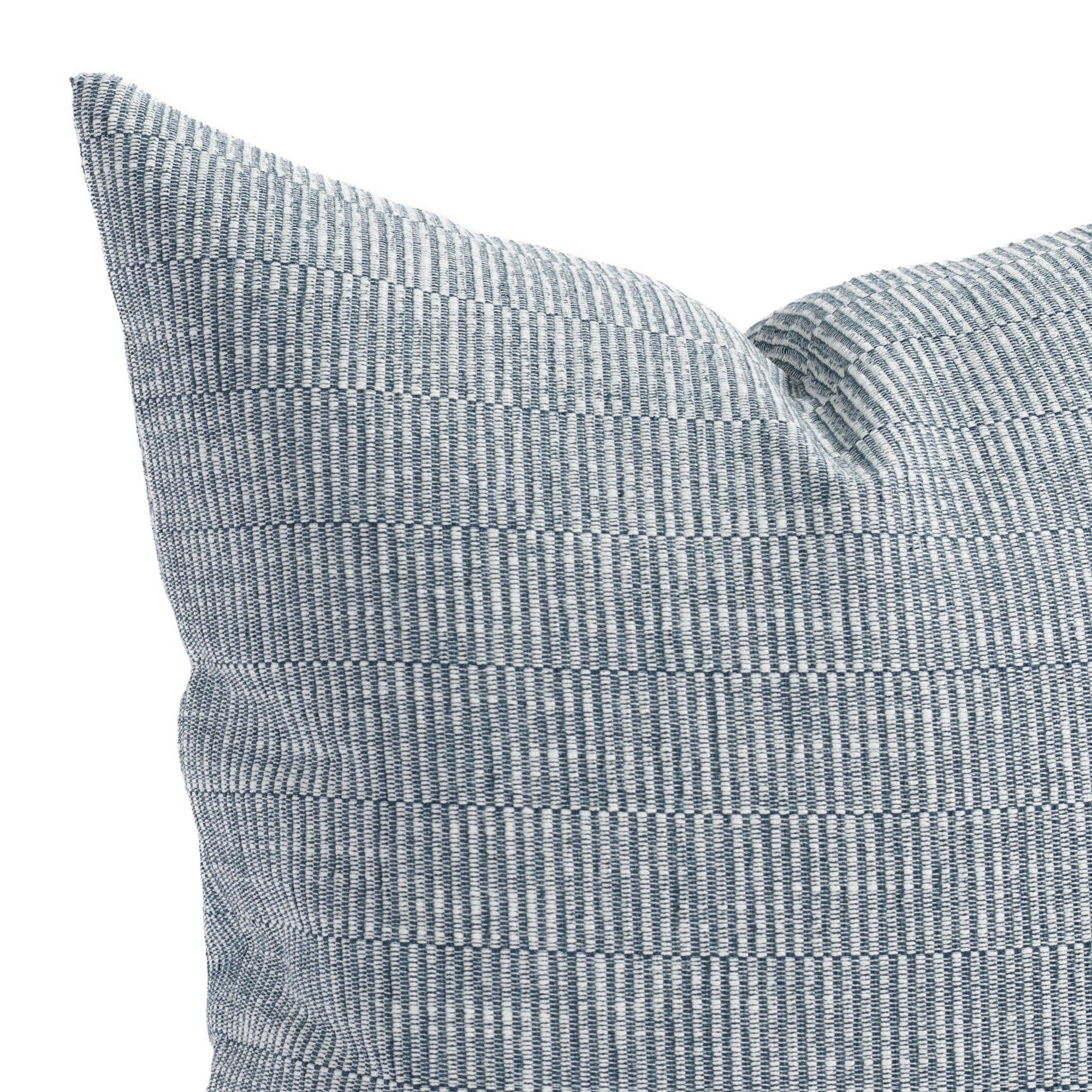 a blue tonal stripe throw pillow : close up view