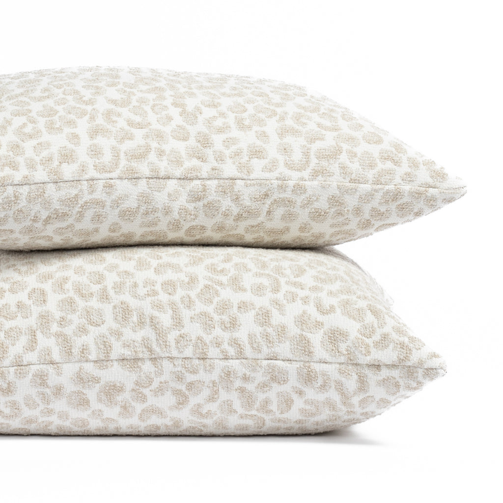 Lucia speckled cheetah patterned throw pillows from Tonic Living
