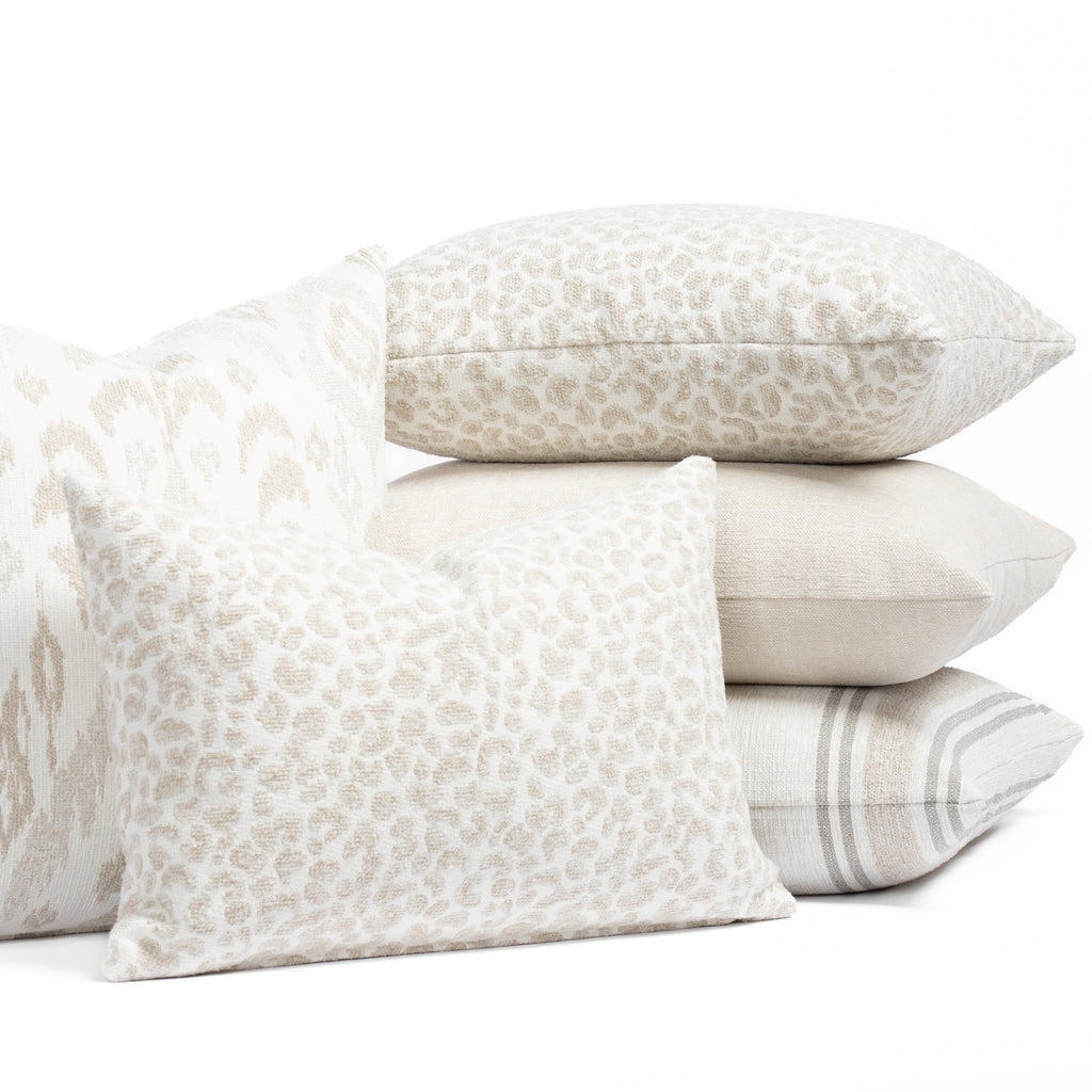 creamy white and sandy taupe indoor outdoor throw pillows from Tonic Living