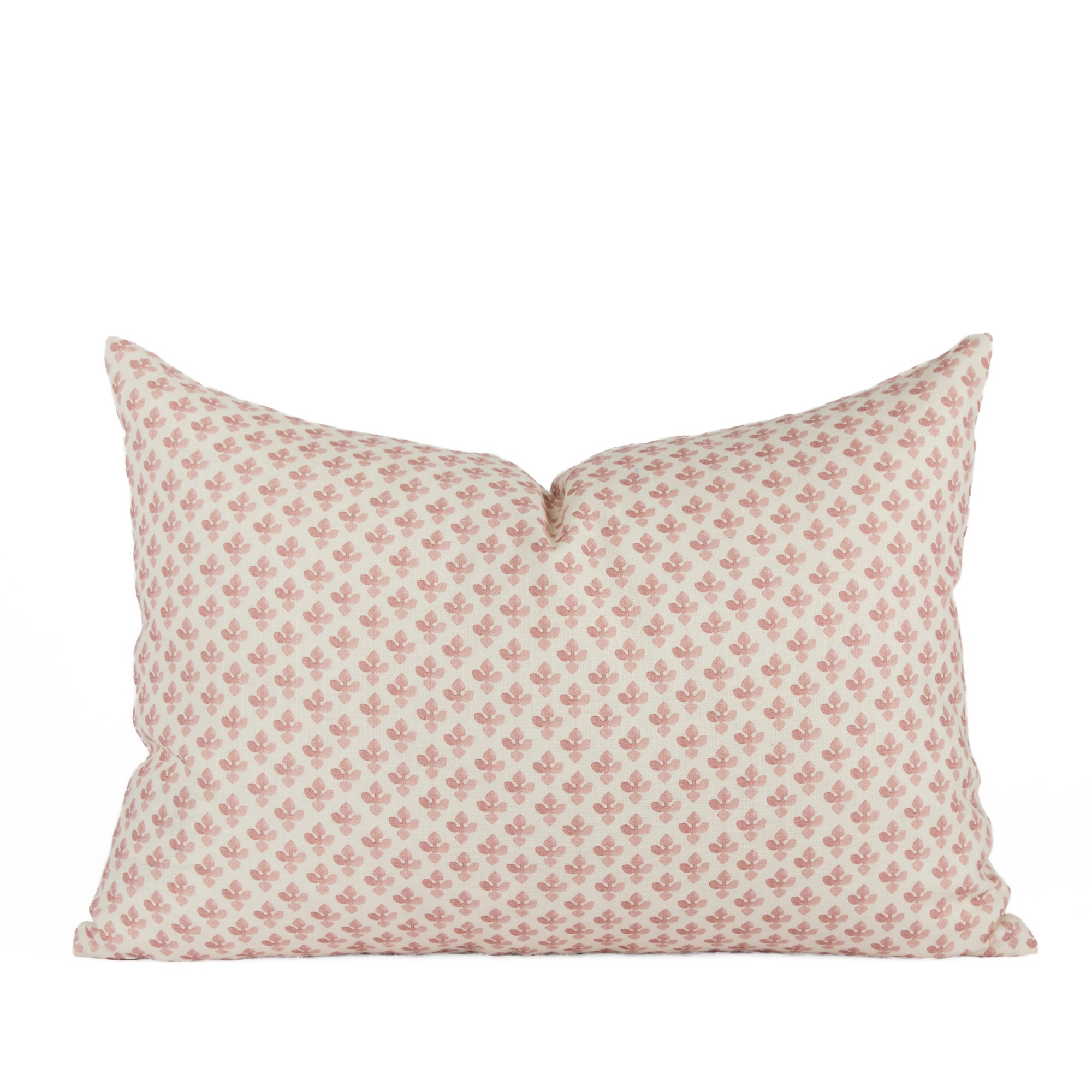 Lyra 14x20 Lumbar Pillow, Berry by Tonic Living — white and faded burgundy floral block print pillow in a soft linen blend.