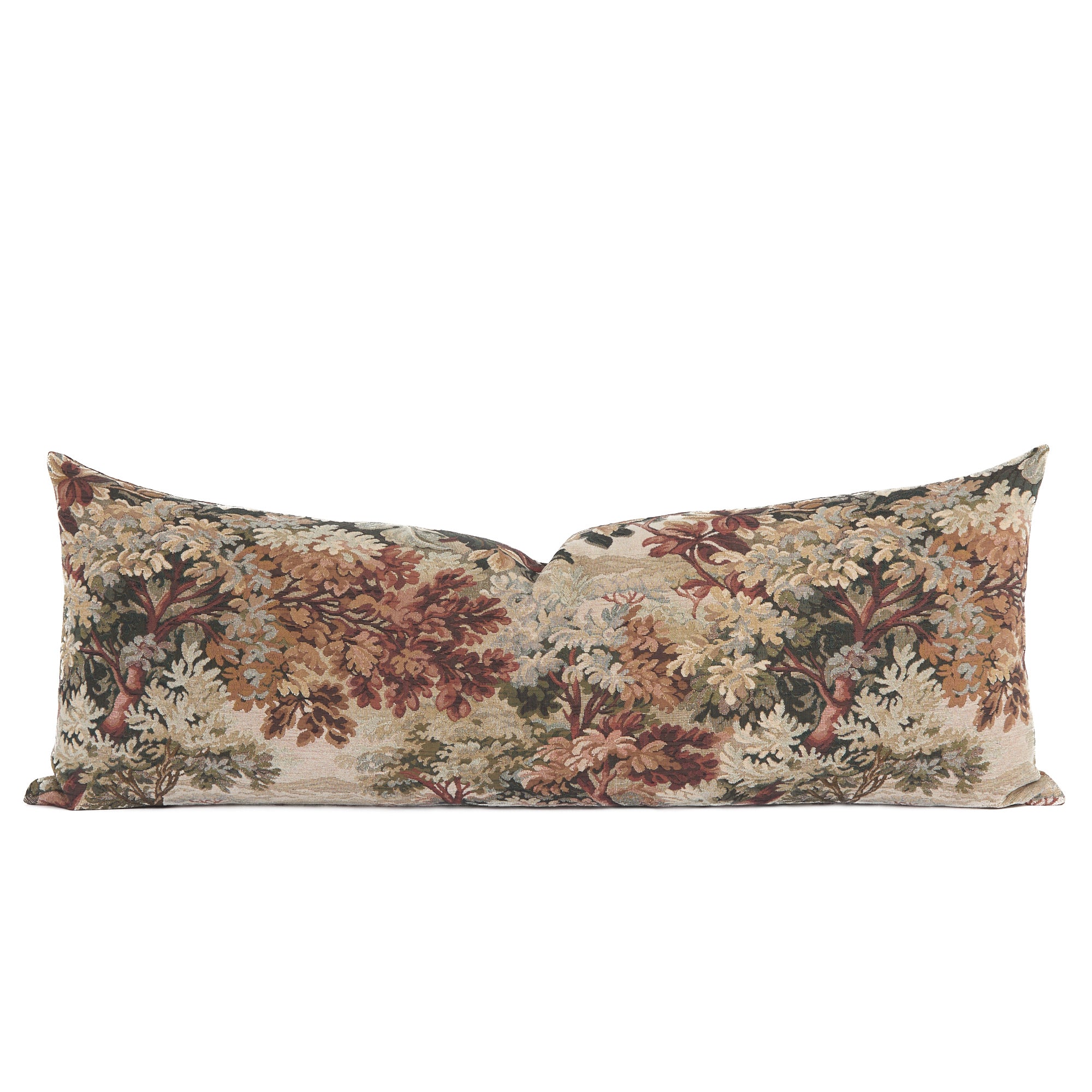 Manor Tapestry 16x42 Bolster Pillow, Burgundy by Tonic Living – romantic tapestry XL lumbar pillow.