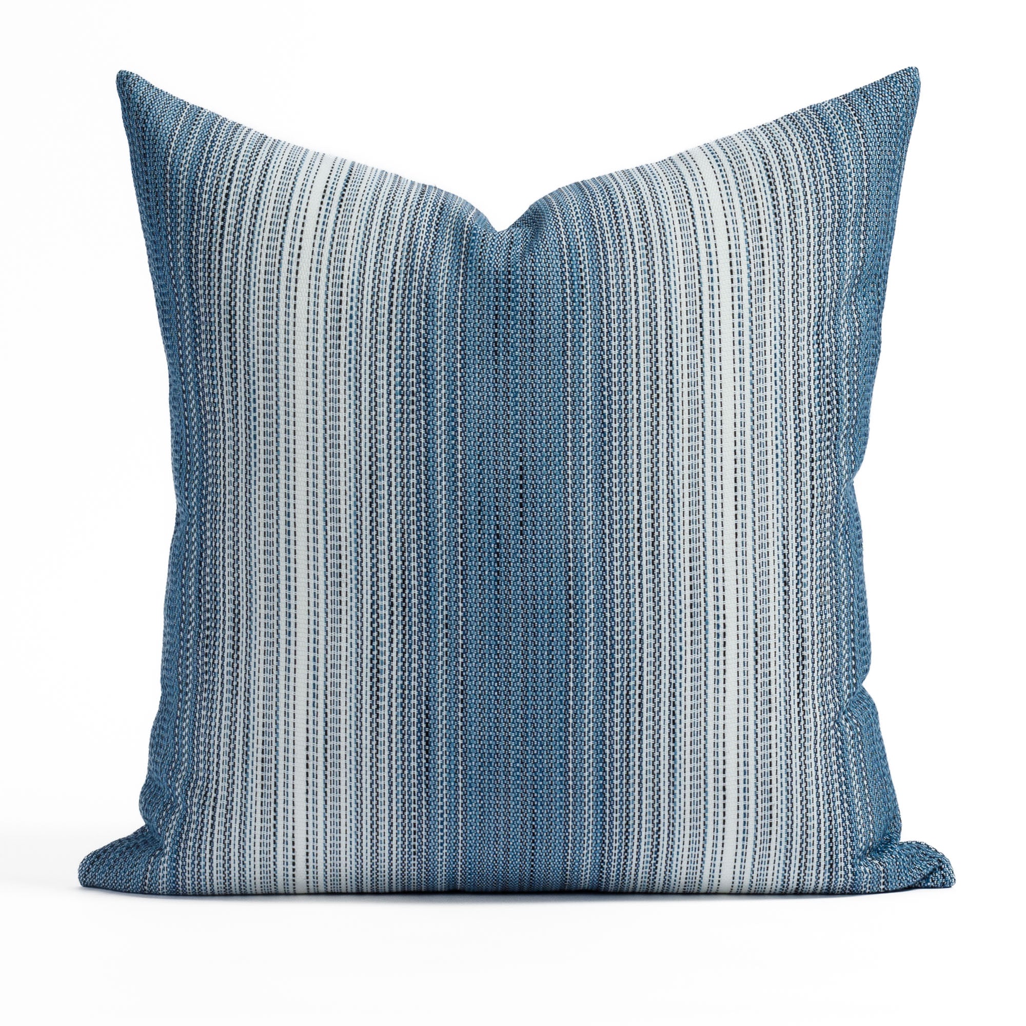 Mateo 20x20 pillow indigo, a blue and white striped outdoor Tonic Living pillow