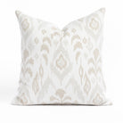 Monterey 20x20 Pillow Sand, a white, cream and taupe large scale botanical ikat patterned outdoor pillow from Tonic Living