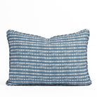 Nile Indigo Lumbar Pillow featuring a blue and white dotted tie-dye style pattern from Tonic Living.