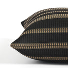 Side view of Tonic Living Odessa Stripe decorative cushion highlighting its bold striped design and woven texture.