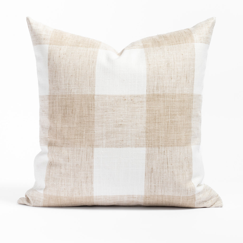 Oliver Check 20x20 Natural, a white and beige buffalo check patterned throw pillow from Tonic Living