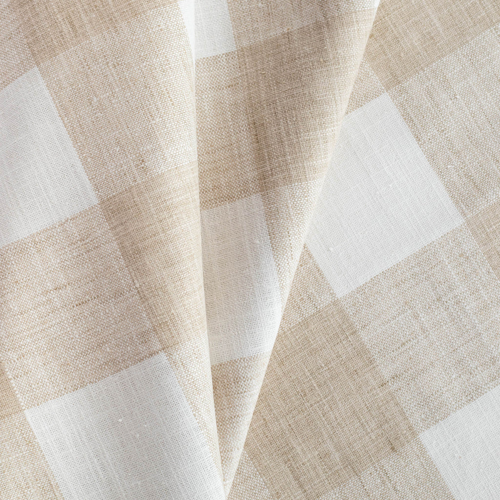 Oliver Check Natural, a white and beige buffalo check patterned upholstery fabric from Tonic Living 