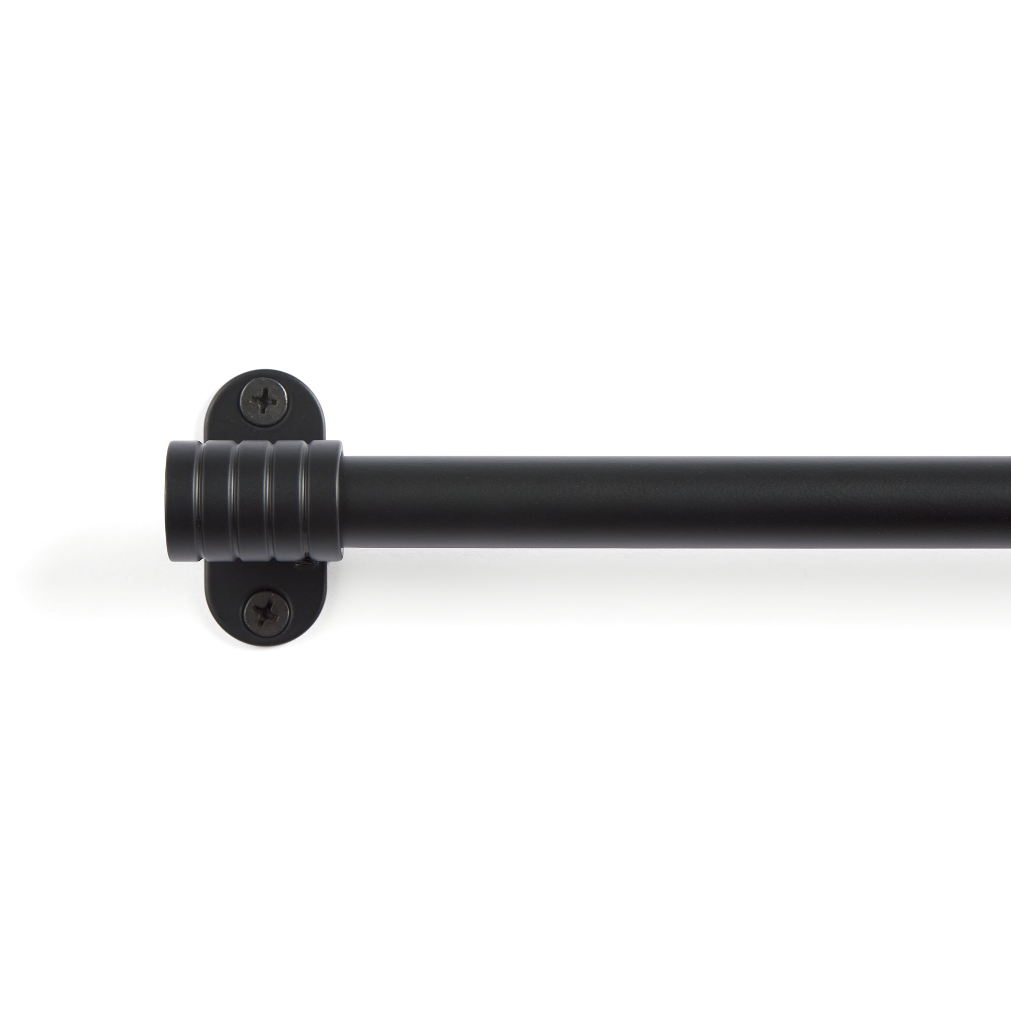 Tonic Living Black 4-foot café curtain rod with outside mount bracket.