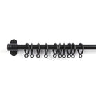 Tonic Living Black outside mount bracket with café curtain rod and curtain rings.