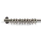 Tonic Living Pewter outside mount bracket with café curtain rod and curtain rings.