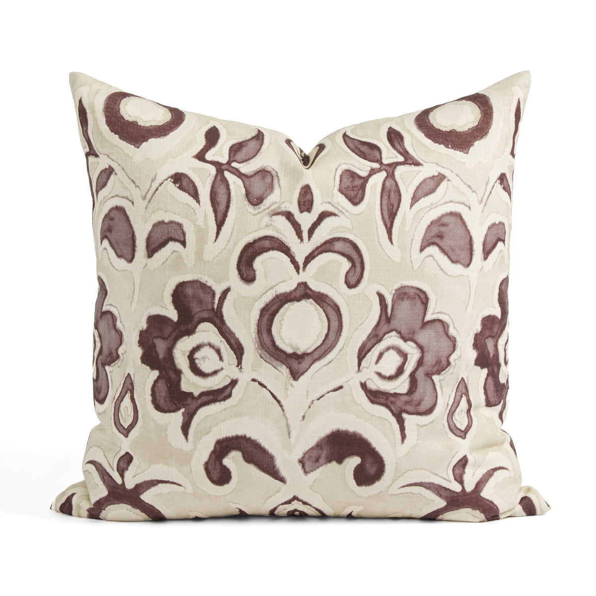 Tonic Living Paloma 20x20 Pillow in Mauve, a muted purple and oatmeal beige throw pillow with a stylized floral pattern.