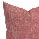 a ruby red chenille textured outdoor pillow : close up view