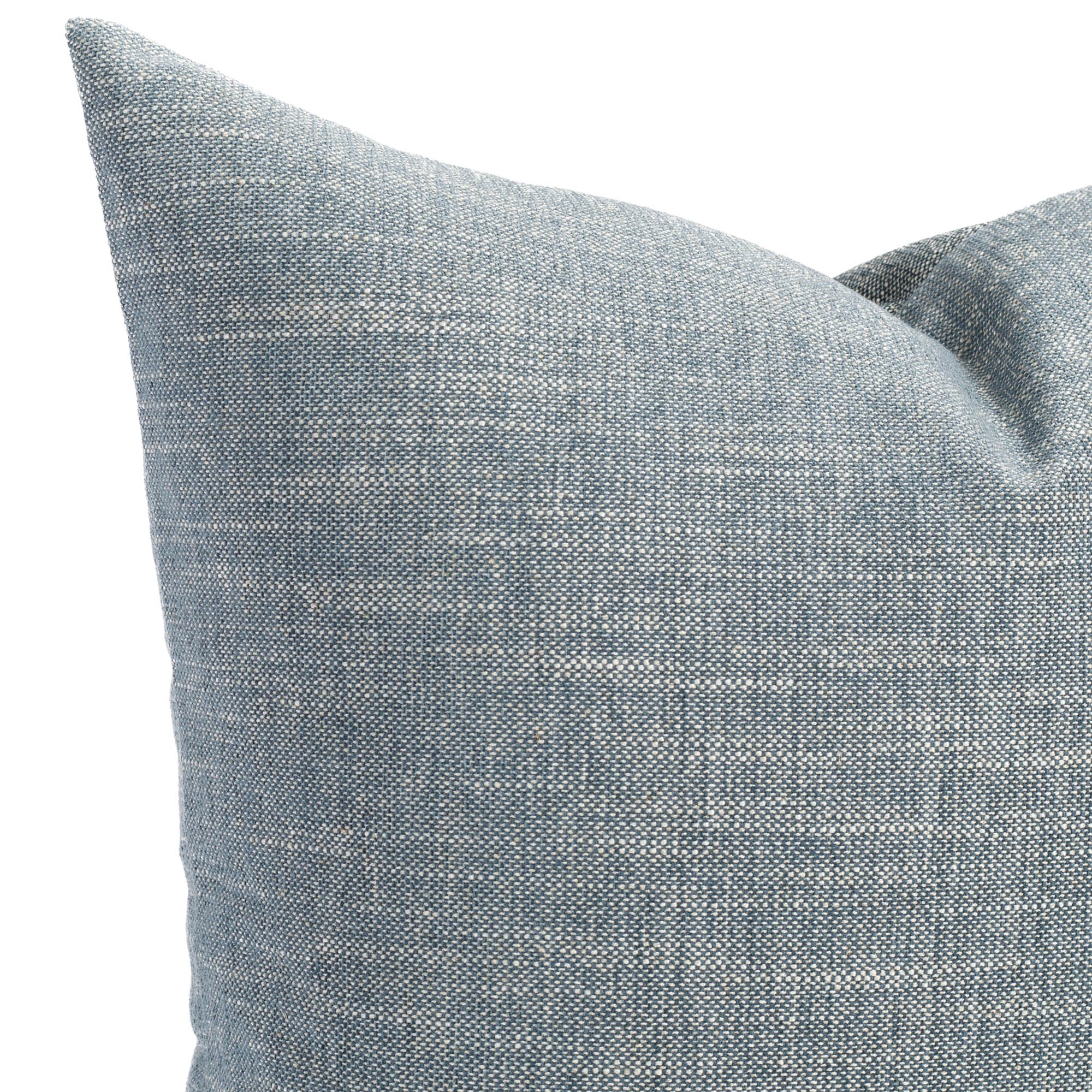 a soft stone blue throw pillow : close up view