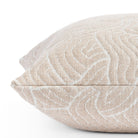  a quilted abstract rose patterned pink throw blush pillow: close up zipper side view