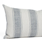 Revitalize Denim Lumbar Pillow, a classic navy & oatmeal striped lumbar pillow from Tonic Living: close up view.