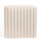 Tonic Living Rexton Stripe Merlot cube ottoman, a tailored accent piece in burgundy red and beige upholstery.
