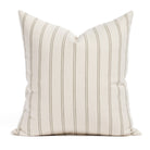 Tonic Living Rexton Stripe 20x20 Pillow, Moss — throw pillow in moss green and beige ticking stripes with subtle vintage charm.