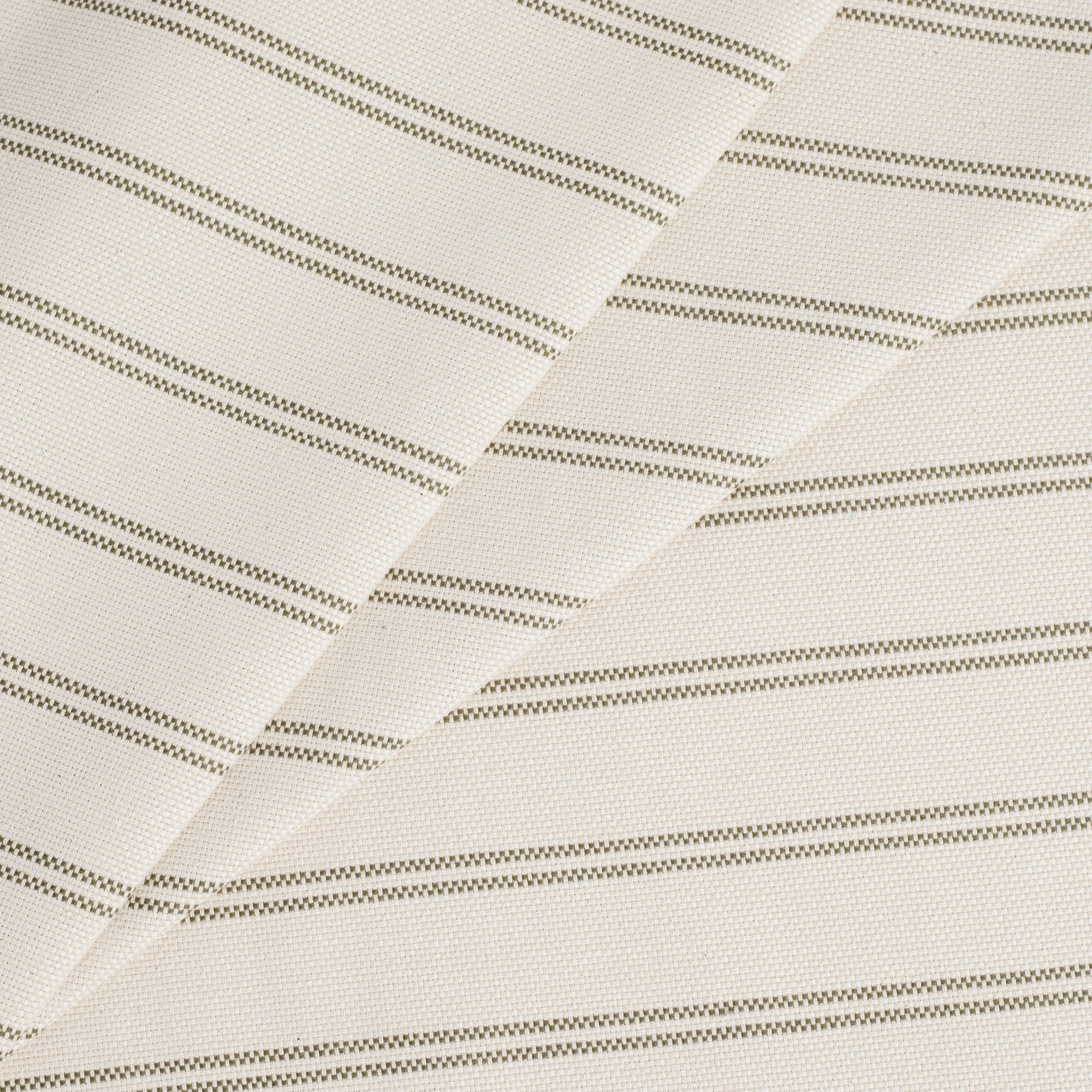 Tonic Living Rexton Stripe Moss high-performance upholstery fabric in olive green and beige ticking stripes, durable home decor textile.