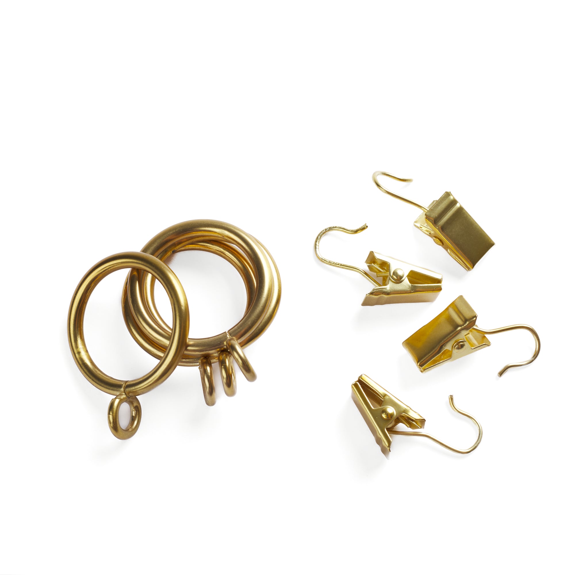 Tonic Living Gold café rod rings with removable curtain clips.