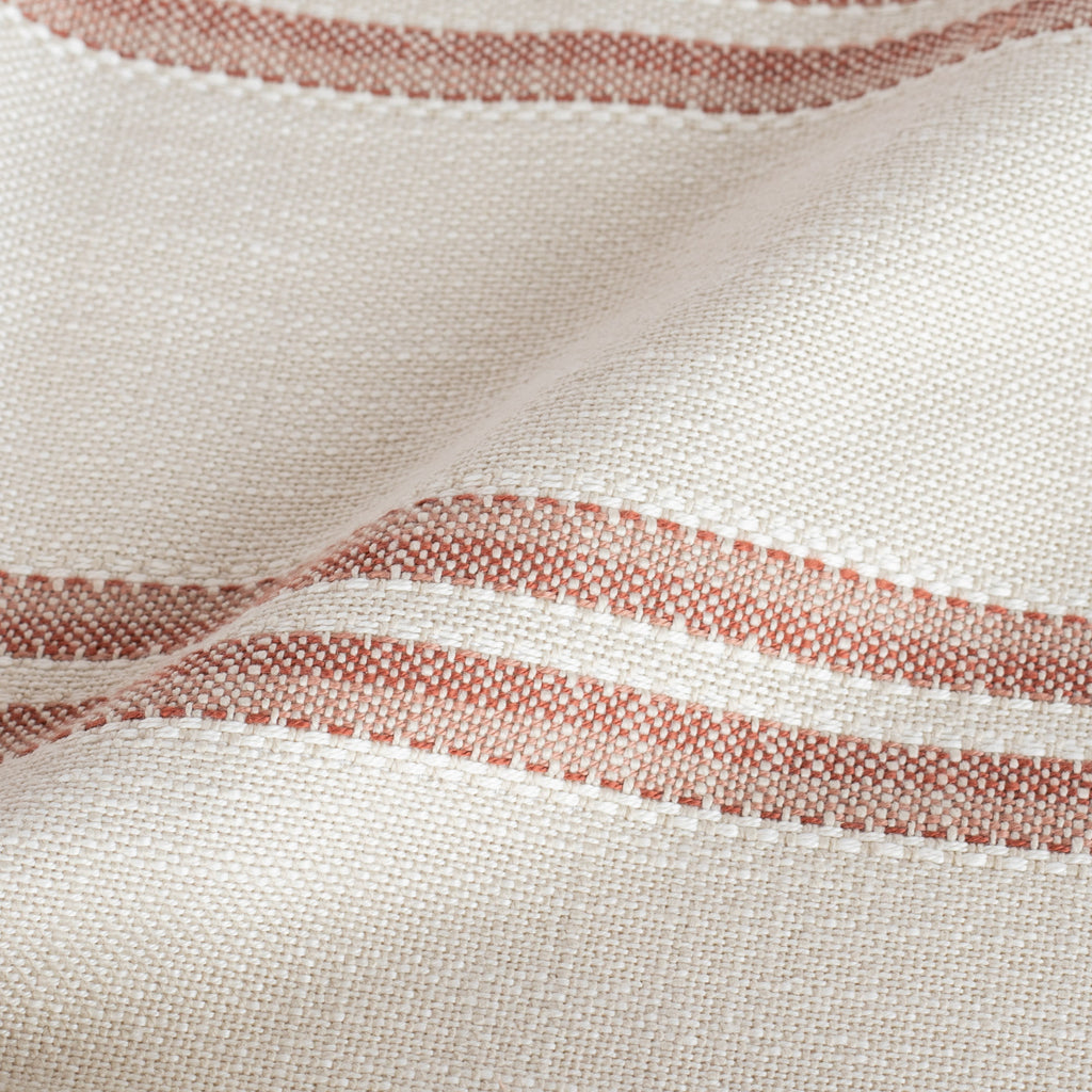 a sandy taupe and clay red striped indoor outdoor Inside Out fabric : close up view