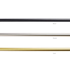 Tonic Living 4 ft café rod shown in Black, Gold, and Pewter.