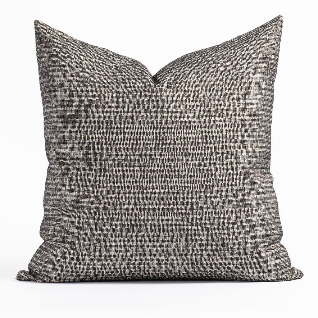 Roman 22x22 Pillow Onyx, a black and white chenille textured micro patterned pillow from Tonic Living