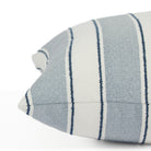 Side view of Tonic Living Sentiment Denim cushion highlighting its bold blue striped pattern.