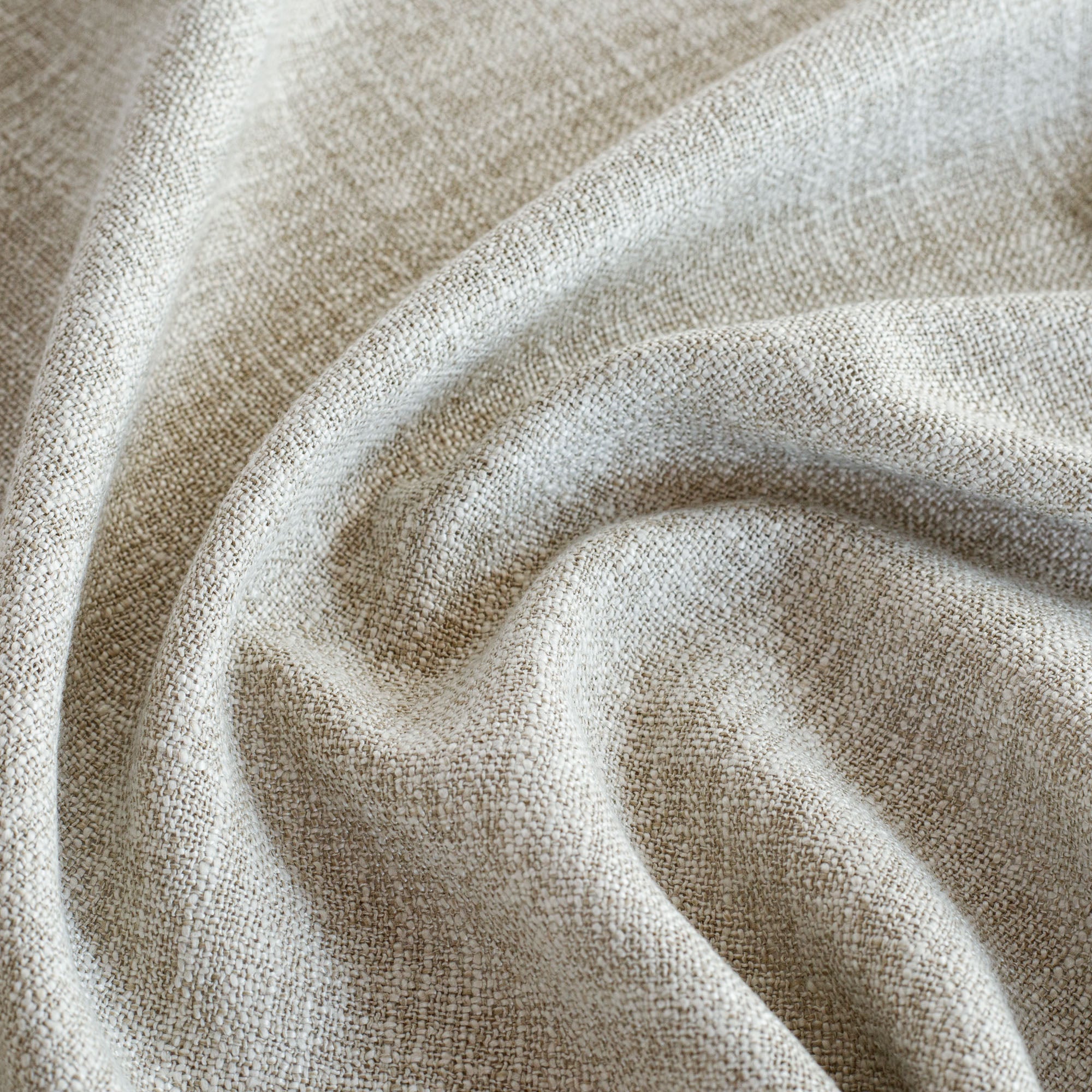 Soho Pumice grey sheer drapery fabric, close up view