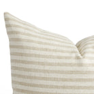 Close up of Tonic Living Somerset Stripe Oatmeal cushion showing sand and beige vertical stripe detail.