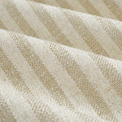 Close up of Tonic Living Somerset Stripe Oatmeal fabric showing light oatmeal and beige vertical stripe detail.