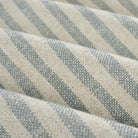 Close up of Tonic Living Somerset Stripe Sky Blue fabric showing light blue and beige vertical stripe detail.