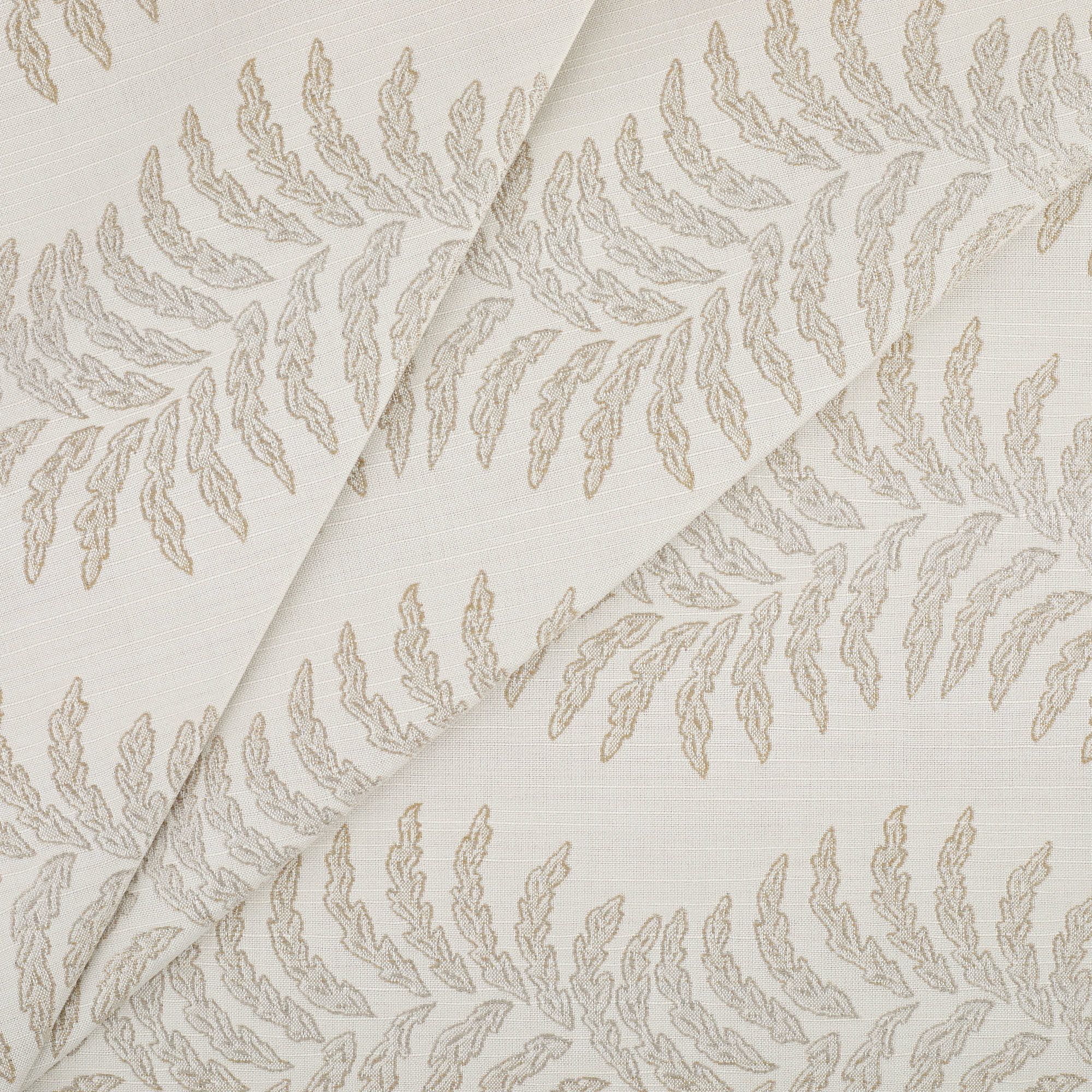 Tonic Living Swoon Sunbrella Sand indoor/outdoor upholstery fabric featuring a subtle botanical stripe in neutral tones.