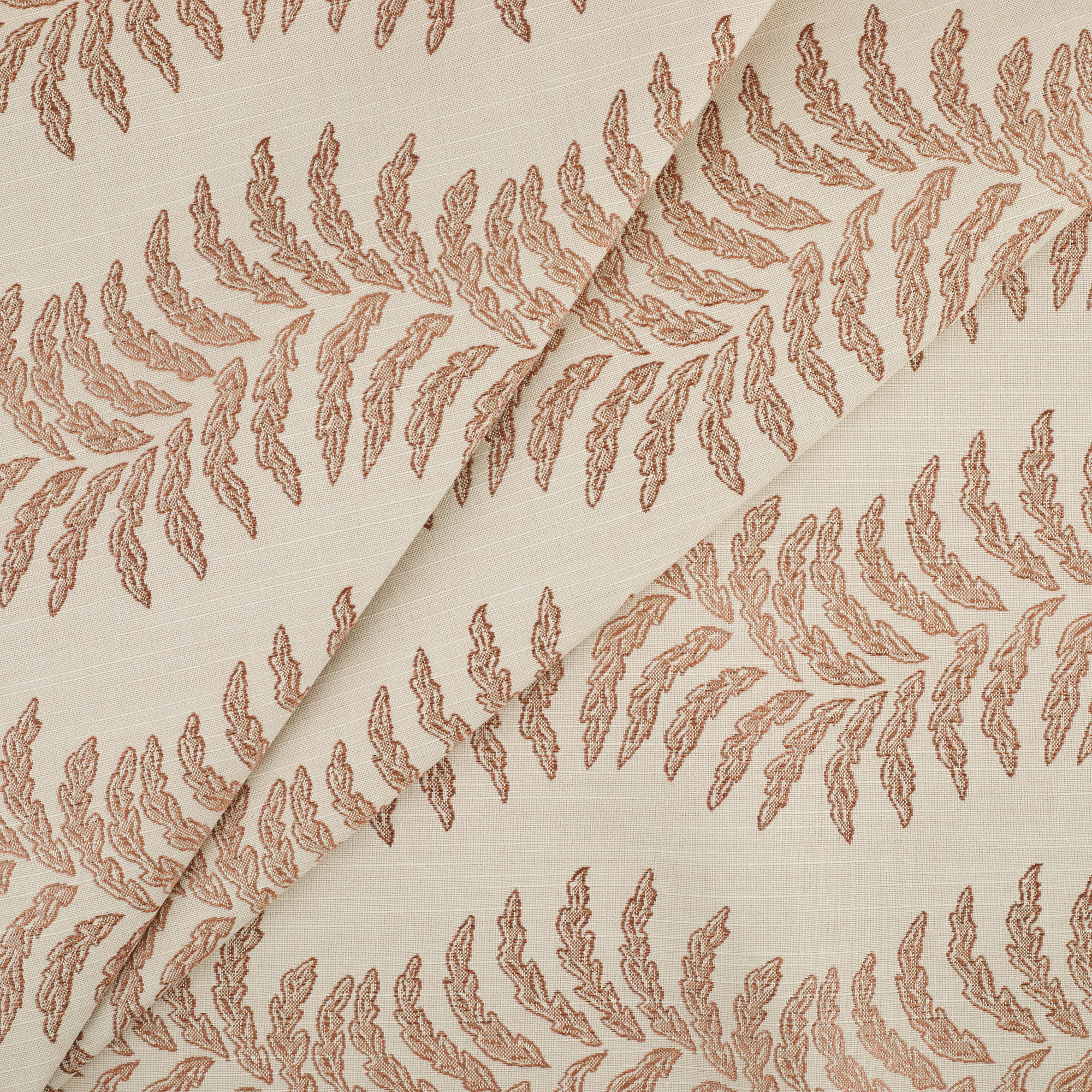 Tonic Living Swoon Sunbrella Terracotta indoor/outdoor upholstery fabric featuring a subtle botanical stripe in warm terracotta tones.