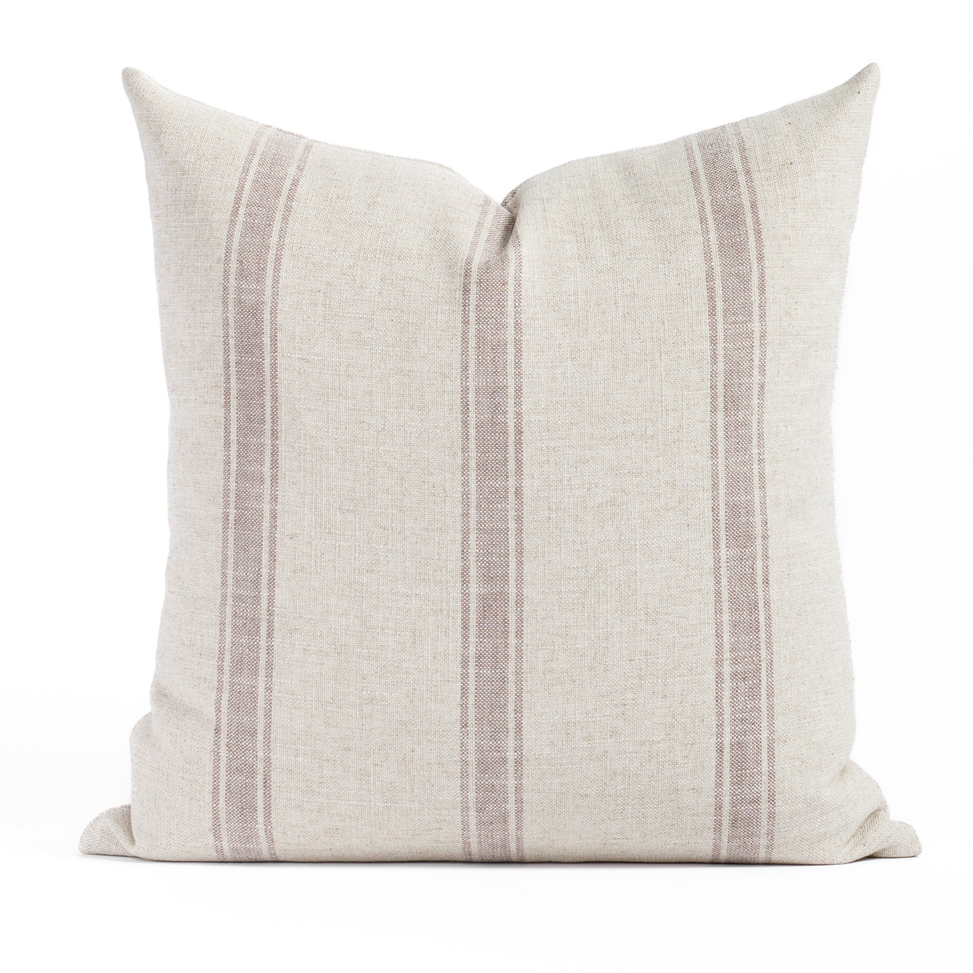 Theo 22x22 Pillow Mauve, a soft purple and oatmeal striped throw pillow from Tonic Living