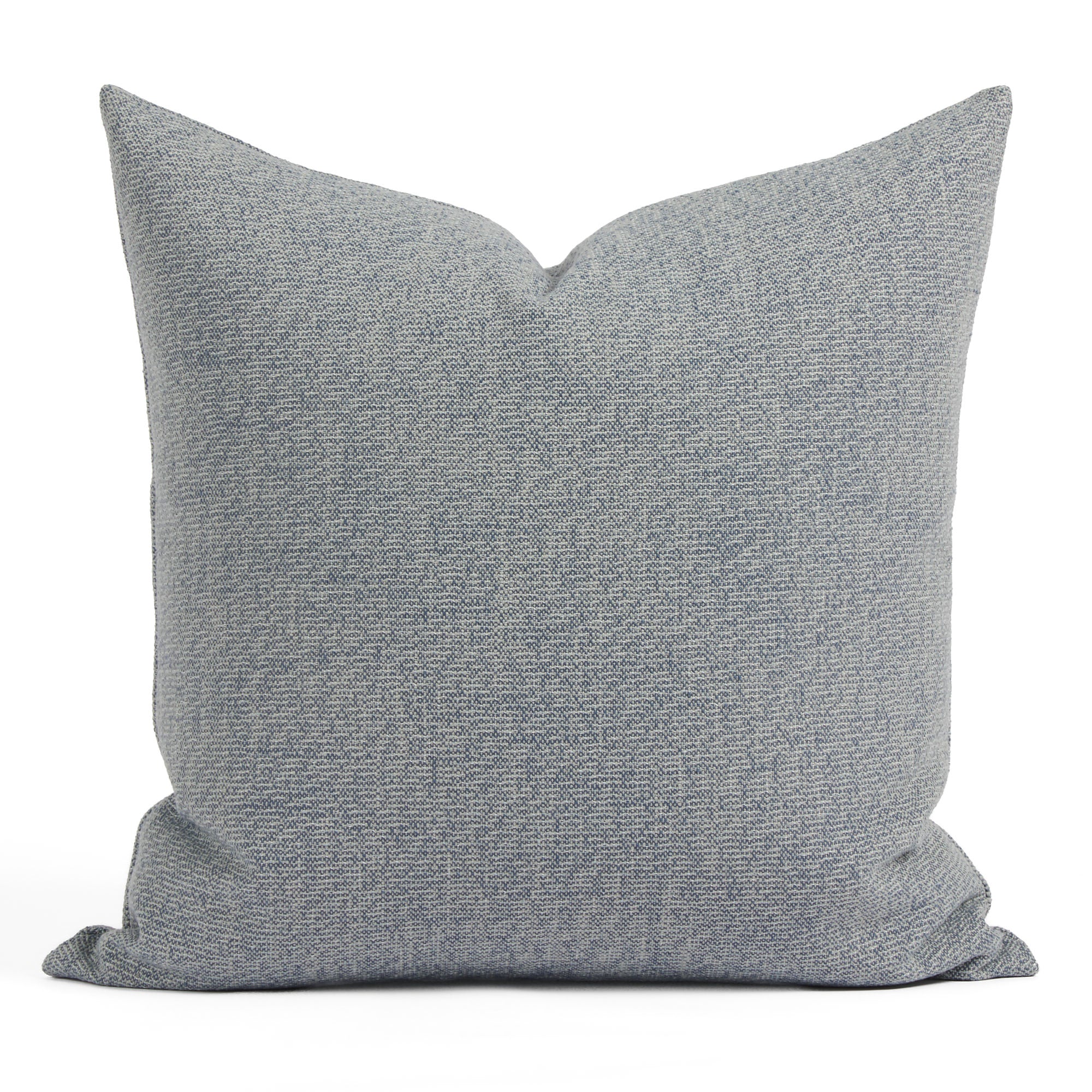 Tonic Living Troy 22x22 outdoor throw pillow in Denim, a solid blue textured indoor/outdoor throw pillow.